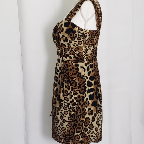Nanette Lepore One Shoulder Leopard Print Ruched Lined Mini Dress Size 6 - Picture 7 of 15